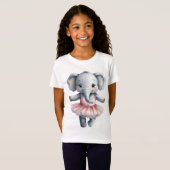 かわいい象バレリーナ踊りバレエ Tシャツ (正面フル)