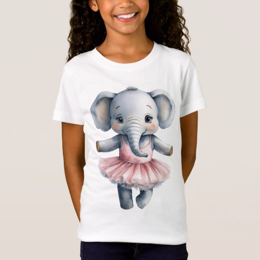 かわいい象バレリーナ踊りバレエ Tシャツ (正面)