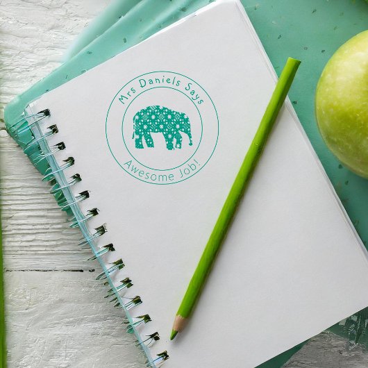 かわいい象パーソナライズされたの先生が上手く行った セルフインキングスタンプ