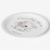 かわいい象パーソナライズされたの赤ちゃんシャワー ペーパープレート (アングル)