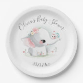 かわいい象パーソナライズされたの赤ちゃんシャワー ペーパープレート (正面)