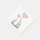 かわいい象ピンクのハートバルーン女の子の赤ちゃんシャワー スタンダードカクテルナプキン (角)