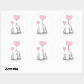 かわいい象ピンクのハートバルーン女の子の赤ちゃんシャワー ラウンドシール (シート)