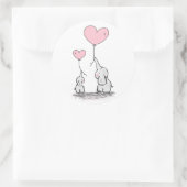 かわいい象ピンクのハートバルーン女の子の赤ちゃんシャワー ラウンドシール (バッグ)