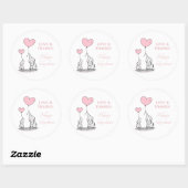 かわいい象ピンクのハートバルーン女の子の赤ちゃんシャワー ラウンドシール (シート)