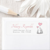 かわいい象ピンクのハートバルーン女の子の赤ちゃんシャワー ラベル (インサイチュ)