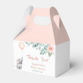 かわいい象ピンクのバルーン女の子の赤ちゃんシャワー フェイバーボックス (正面サイド)