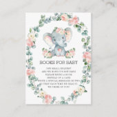 かわいい象ピンクのフローラ緑の本ベビー エンクロージャーカード (正面)