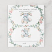 かわいい象ピンクのフローラ緑の赤ちゃんシャワー プレイスカード (外部開封)