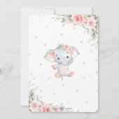 かわいい象ピンクのフローラ緑の赤ちゃんシャワー 招待状 (裏面)