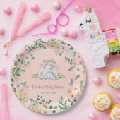 かわいい象ピンクのフローラ赤ちゃん女の子ベビーシャワー ペーパープレート (パーティー)
