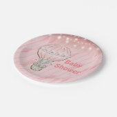 かわいい象ピンクのホットエアバルーン赤ちゃんシャワー ペーパープレート (アングル)