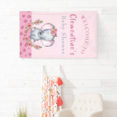 かわいい象ピンクの動物の赤ちゃんシャワーへようこそ 横断幕 (インサイチュ)