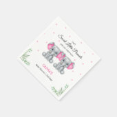 かわいい象ピンクの双子の女の子の赤ちゃんシャワー スタンダードカクテルナプキン (角)