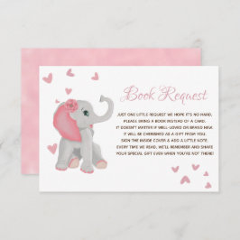 かわいい象ピンクの女の子の本リクエスト赤ちゃんシャワー エンクロージャーカード