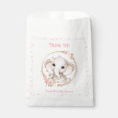 かわいい象ピンクの花ベビーシャワーお気に入りバッグ フェイバーバッグ (正面)