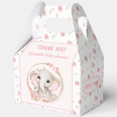 かわいい象ピンクの花赤ちゃんシャワー大 フェイバーボックス (正面)