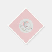 かわいい象ピンクの赤ちゃんシャワー スタンダードカクテルナプキン (角)