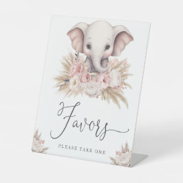 かわいい象ピンクぼほ女の子ベビーシャワーの好意 台座サイン