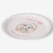 かわいい象ピンクベビーシャワー紙プレート ペーパープレート (アングル)