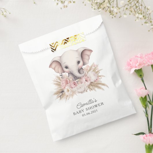 かわいい象ピンクボホガール赤ちゃんシャワー フェイバーバッグ (封をした状態)