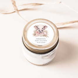 かわいい象ピンクボホガール赤ちゃんシャワー ラウンドシール