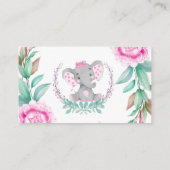 かわいい象ピンク牡丹ガールベビーおむつラッフル 名刺 (裏面)