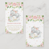 かわいい象ピンク赤面フローラブックベビー エンクロージャーカード (正面/裏面)