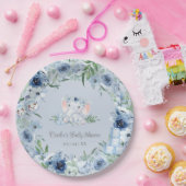 かわいい象ブルーフローラ男の赤ちゃんベビーシャワー ペーパープレート (パーティー)