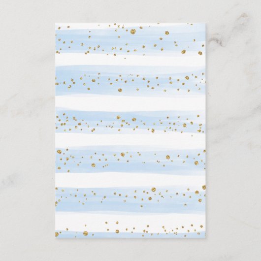 かわいい象ブルー金ゴールドフローラブック男の赤ちゃん エンクロージャーカード (裏面)