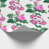かわいい象ベビーガール誕生日ラッピング紙 ラッピングペーパー (角)