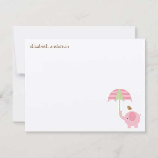 かわいい象ベビーシャワーフラットサンキューカード サンキューカード (正面)