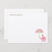 かわいい象ベビーシャワーフラットサンキューカード サンキューカード (正面/裏面)