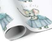 かわいい象ベビースクリプトベビー ラッピングペーパー (ロールコーナー)