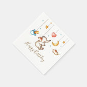 かわいい象ベビー誕生日パーティー スタンダードカクテルナプキン (角)