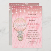 かわいい象ホットエアバルーン赤ちゃんシャワーが侵入 招待状 (正面/裏面)