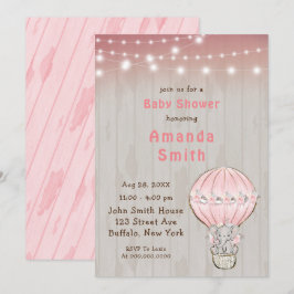 かわいい象ホットエアバルーン赤ちゃんシャワー 招待状