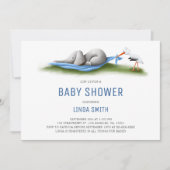 かわいい象モダン象男の赤ちゃんシャワー 招待状 (正面)