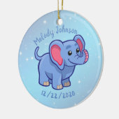 かわいい象モノグラム名&Bデー セラミックオーナメント (左)