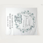 かわいい象ユーカリ赤ちゃんシャワーへようこそ タペストリー (正面(横))