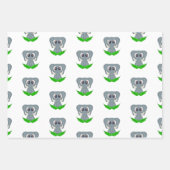 かわいい象子供の誕生日サファリ動物パターン ラッピングペーパーシート (正面)