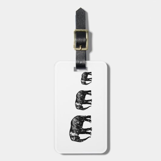 かわいい象家族のシルエットのデザイン ラゲッジタグ (正面縦)