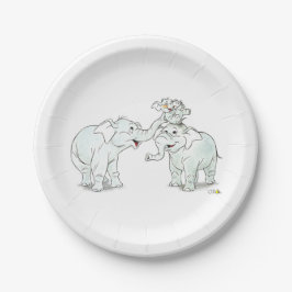かわいい象家族の漫画のベビーシャワー ペーパープレート