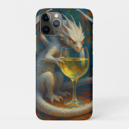 かわいい象牙のドラゴンと白ワインのファンタジーアート iPhone 11 PROケース