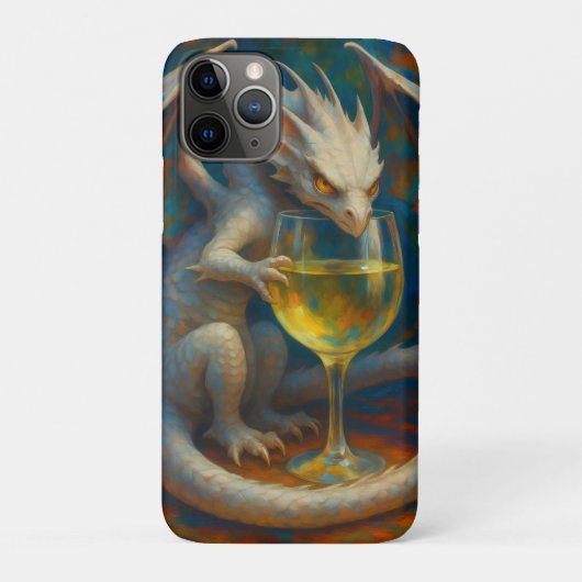 かわいい象牙のドラゴンと白ワインのファンタジーアート Case-Mate iPhoneケース (裏)