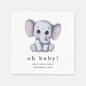 かわいい象男女兼用の赤ちゃんシャワー スタンダードカクテルナプキン (正面)