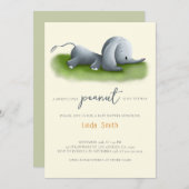 かわいい象男女兼用の赤ちゃんシャワー 招待状 (正面/裏面)