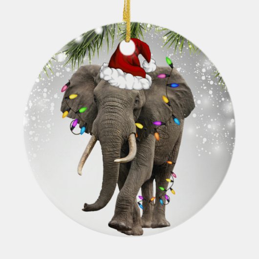 かわいい象皮動物のジャングル野生動物アフリカ動物動物園 セラミックオーナメント (裏面)