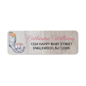 かわいい象素朴象フローラ赤ちゃんシャワー ラベル (正面)