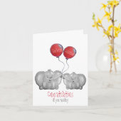 かわいい象結婚がお祝い結婚を言う カード (黄色い花)